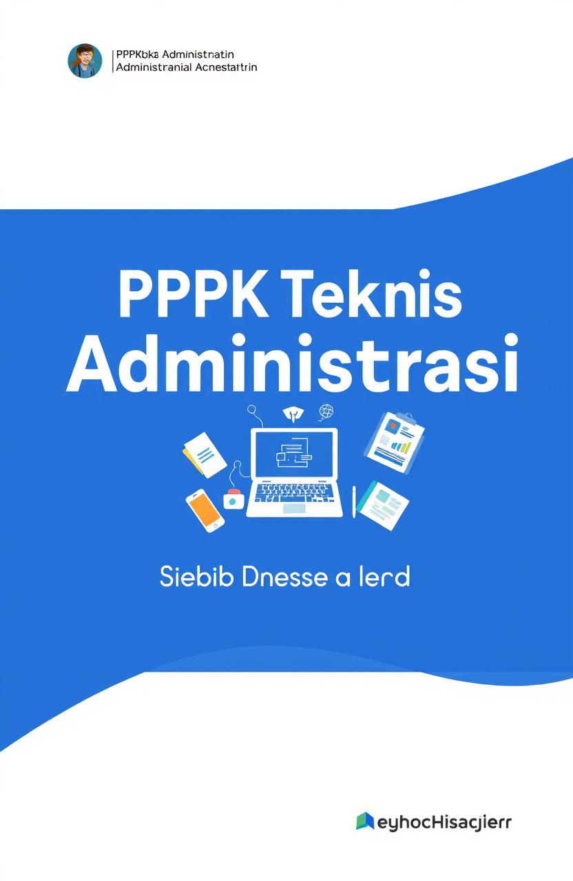 A professional and modern eBook cover design for "PPPK Teknis Administrasi" featuring a sleek, clean layout