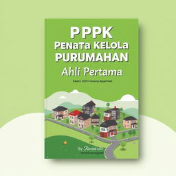 A visually appealing eBook cover design for "PPPK Penata Kelola Perumahan Ahli Pertama" featuring a modern and vibrant layout