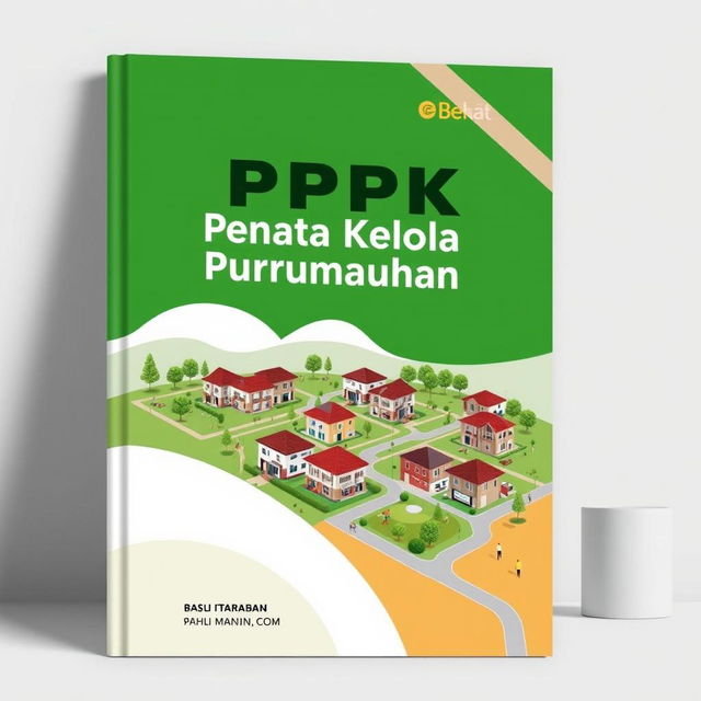 A visually appealing eBook cover design for "PPPK Penata Kelola Perumahan Ahli Pertama" featuring a modern and vibrant layout