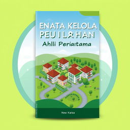 A captivating eBook cover design for "Penata Kelola Perumahan Ahli Pertama" with a focus on modern housing management