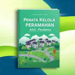 A captivating eBook cover design for "Penata Kelola Perumahan Ahli Pertama" with a focus on modern housing management