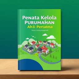 A captivating eBook cover design for "Penata Kelola Perumahan Ahli Pertama" with a focus on modern housing management