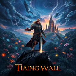 A stunning cinematic movie poster featuring an epic fantasy scene