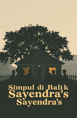 A cozy boarding house with eight silhouettes of teenage boys in front, standing together and facing the house