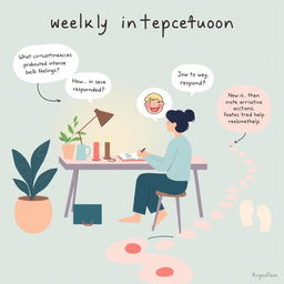 A creative illustration representing the concept of weekly introspection for personal growth