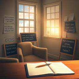 An evocative scene illustrating the practice of weekly introspection for personal growth
