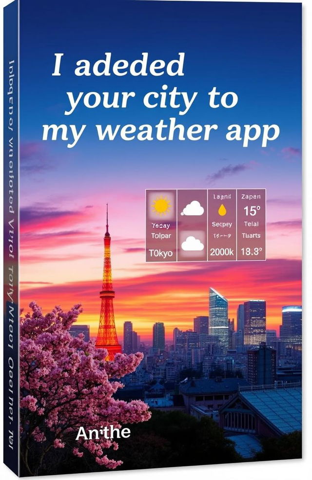 A vibrant and artistic book cover design for the title "I added your city to my weather app"