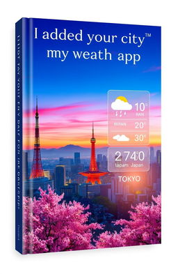 A vibrant and artistic book cover design for the title "I added your city to my weather app"