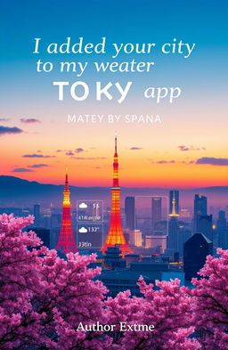 A vibrant and artistic book cover design for the title "I added your city to my weather app"
