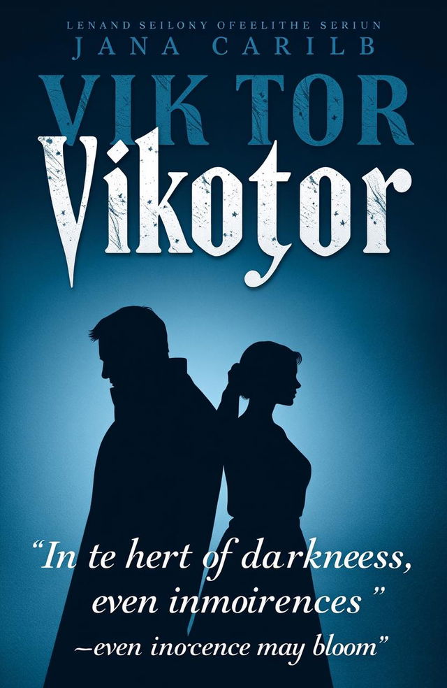 A book cover design featuring silhouettes of two main leads, Viktor and Anya, positioned in the lower center