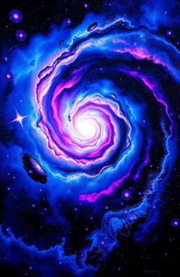 A stunning depiction of a galaxy filled with vibrant colors and swirling patterns, showcasing bright stars, nebulas, and cosmic dust