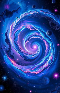 A stunning depiction of a galaxy filled with vibrant colors and swirling patterns, showcasing bright stars, nebulas, and cosmic dust