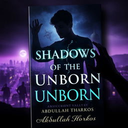 A dark and atmospheric book cover for 'Shadows of the Unborn' by Abdullah Horkos, blending supernatural horror with mystery