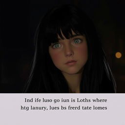 A teenage girl with long black hair, looking wistfully at her first love in a dark, atmospheric setting