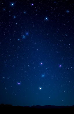 A dreamy night sky filled with stars that have a glass-like appearance, shimmering and reflecting light as if they were cut crystal