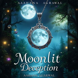A fantasy themed book cover for 'Moonlit Deception' by Aahana Agarwal