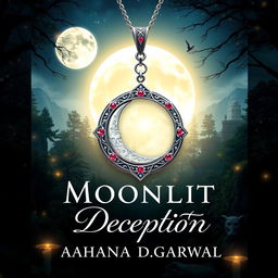 A fantasy themed book cover for 'Moonlit Deception' by Aahana Agarwal