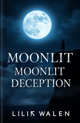 A captivating book cover design for a novel titled "Moonlit Deception"