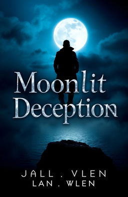 A captivating book cover design for a novel titled "Moonlit Deception"