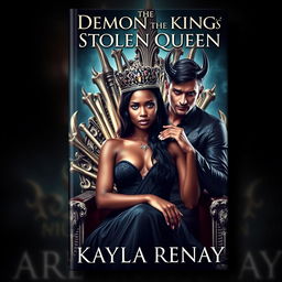 A striking book cover showcasing a dark-skinned fae woman with a majestic crown on her head, her beautiful golden eyes radiating charm and mystery