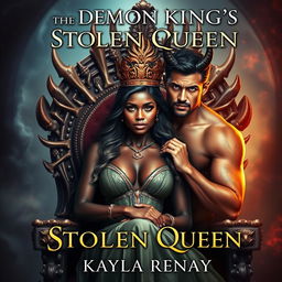 A striking book cover showcasing a dark-skinned fae woman with a majestic crown on her head, her beautiful golden eyes radiating charm and mystery