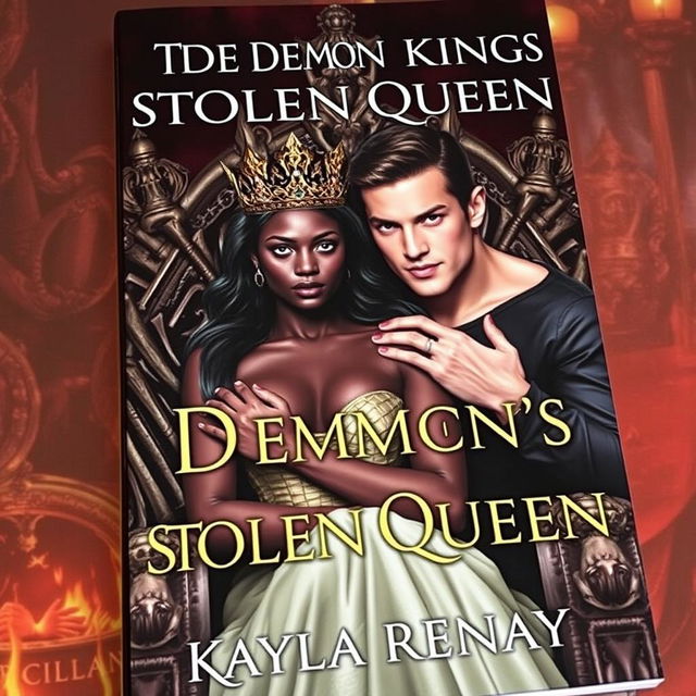 A striking book cover showcasing a dark-skinned fae woman with a majestic crown on her head, her beautiful golden eyes radiating charm and mystery