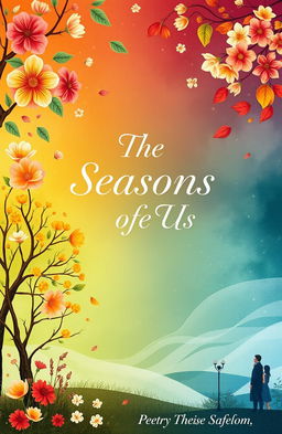 A beautifully illustrated book cover for a poetry collection titled 'The Seasons of Us'
