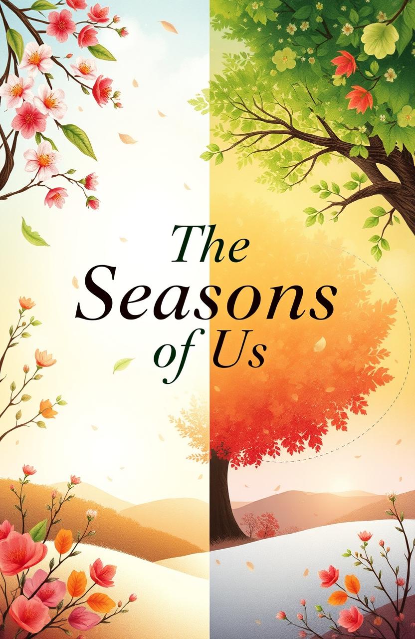 A beautifully illustrated book cover for a poetry collection titled 'The Seasons of Us'