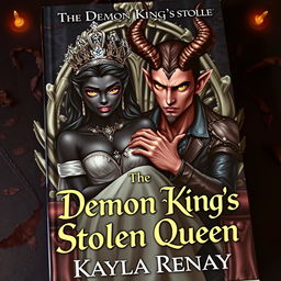 An enchanting book cover featuring a black-skinned fae woman, her regal crown sparkling, and her captivating golden eyes drawing viewers in