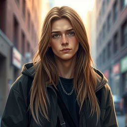 An artistic portrayal of a 17-year-old Nate River, reimagined as a young adult