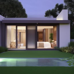 Realistic image of a spacious 120 square meter home with three bedrooms, designed with contemporary decor and furniture.