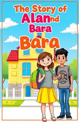 A charming school-style book cover for the novel 'The Story of Alana and Bara'