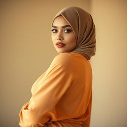 A Muslim woman with a confident pose showcasing her curves