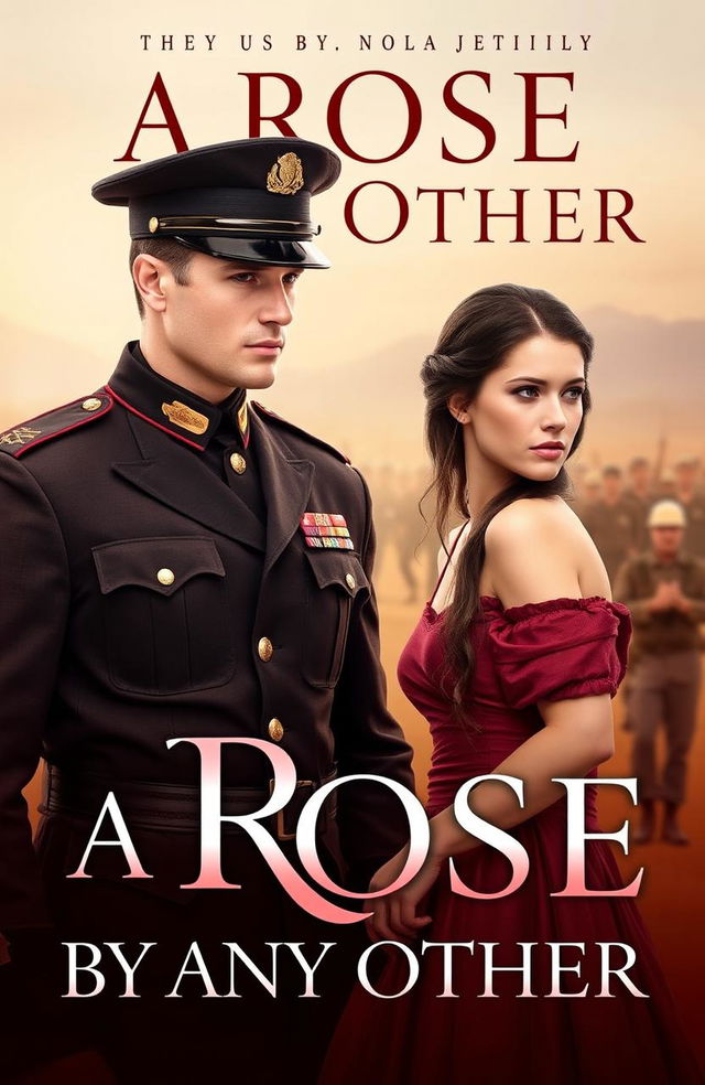 A romantic book cover design for 'A Rose by Any Other'