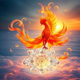 A beautiful and enchanting scene representing the harmony between fire and ice