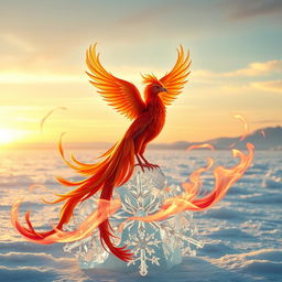 A beautiful and enchanting scene representing the harmony between fire and ice