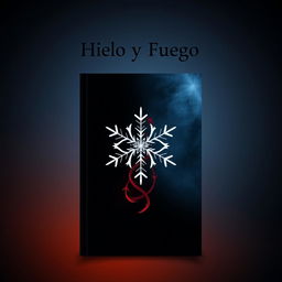 A dark and simple book cover design for 'Hielo y Fuego'