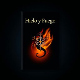 A dark and simple book cover design for 'Hielo y Fuego'