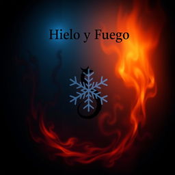 A dark and simple book cover design for 'Hielo y Fuego'