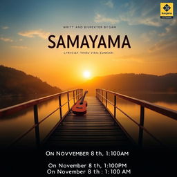A breathtaking sunrise casts a warm, golden glow over a picturesque bridge, creating a serene and tranquil atmosphere
