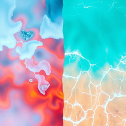 A split image divided into two distinct halves