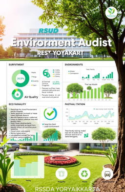 A detailed and informative environment audit report for RSUD Yogyakarta, focusing on various aspects such as waste management, energy consumption, water usage, and air quality