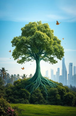 A conceptual image representing the balance between nature and technology