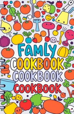A whimsical cookbook cover featuring animated imagery with crooked square lines, filled with vibrant colors and playful illustrations