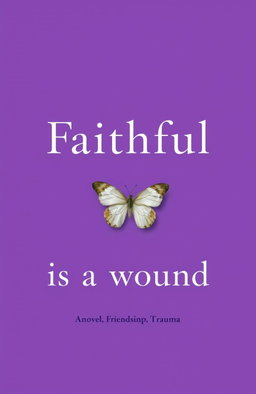 A neutral purple cover design for a novel titled "Faithful is a wound"