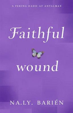 A neutral purple cover design for a novel titled "Faithful is a wound"