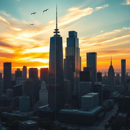 A breathtaking skyline filled with tall skyscrapers, showcasing an array of architectural styles