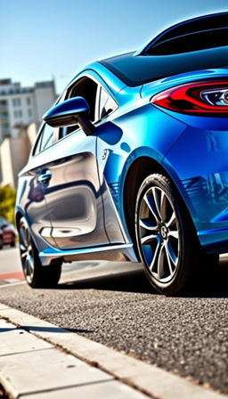 A diagonal full view of a sleek, modern Opel Corsa, showcasing its aerodynamic design and stylish lines