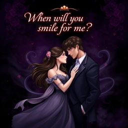 A stunning romance book cover with a dark theme, featuring majestic 2D characters designed in the artistic style of Bernice S