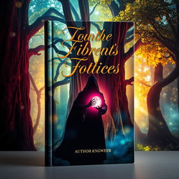 A captivating book cover design featuring a mystical forest with vibrant colors